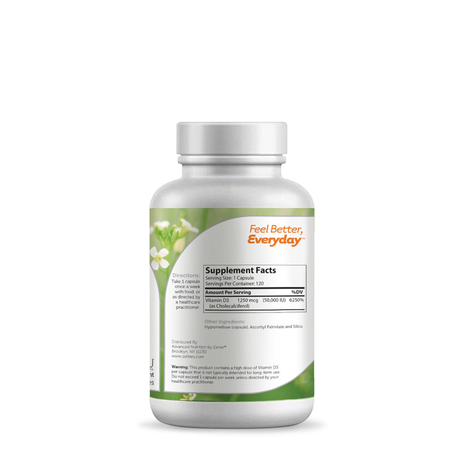 Zahler Vitamin D3 50000 IU Supplement Facts